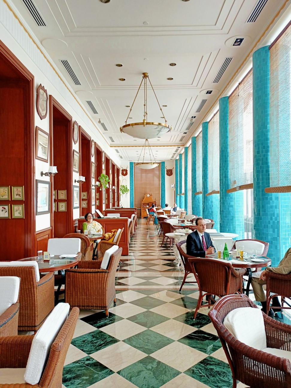 Hotel lobby with historic elements